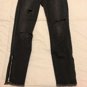 Skinny super high rise distressed jeans